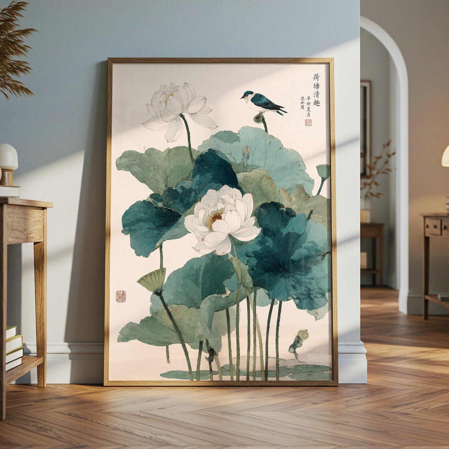 Lotus Flowers And Bird