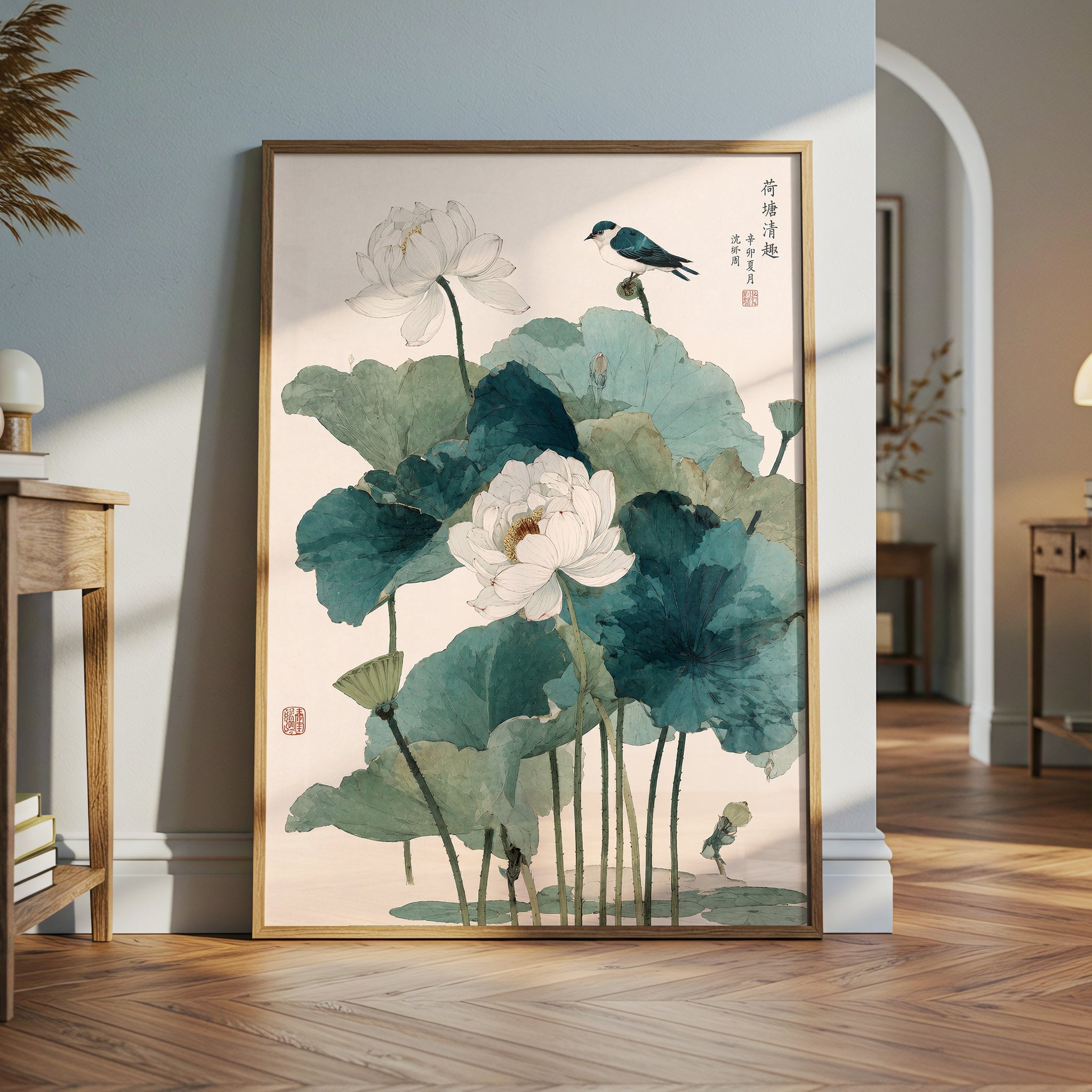 Lotus Flowers And Bird